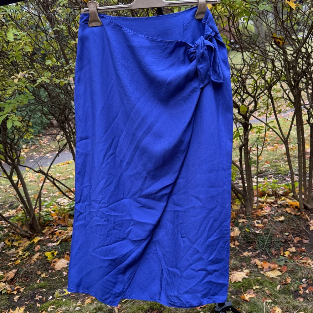 French Connection Blue Wrap Skirt